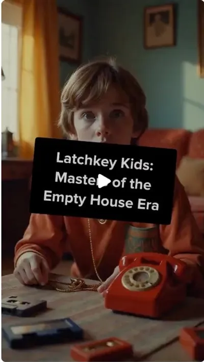 Latchkey Kids: Masters of the Empty House Era. Remember coming home to an empty house, key on a shoelace, and total freedom? Gen X latchkey kids, this one's for you! #GenX #LatchkeyKids #Nostalgia #80sKids #Retro #Independence