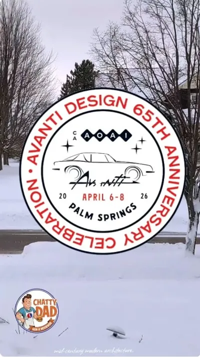 escaping the Michigan tundra for the MCM capital of the world! 🌴 Did you know the 1963 Studebaker Avanti was designed in a Palm Springs bungalow in just 40 days? Bring the space age icon home for the AOA International Meet this April! #mcm @Studebaker National Museum @Studebaker Group #palmSprings